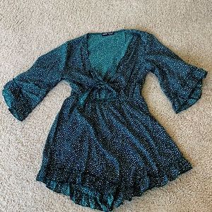 Green & White Romper